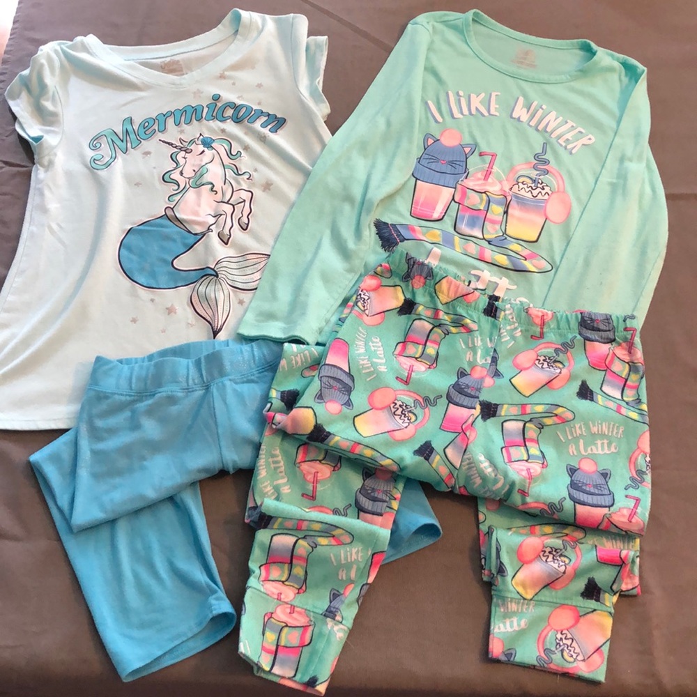 2 pairs Justice Pj’s both size 10.